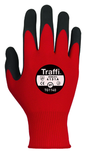 Size 10 TG1140-10 RED Nitrile Foam Palm Traffi Glove - Cut Level A